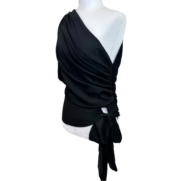 Anthropologie x Dolan - Women’s Ruched Off-The-Shoulder Top, Tie - Black, Medium - Picture 6 of 12